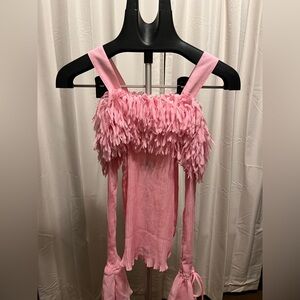 Pink Fringed Women's Top